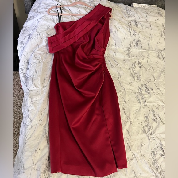 PLEATED ONE-SHOULDER SATIN DRESS - Picture 2 of 6
